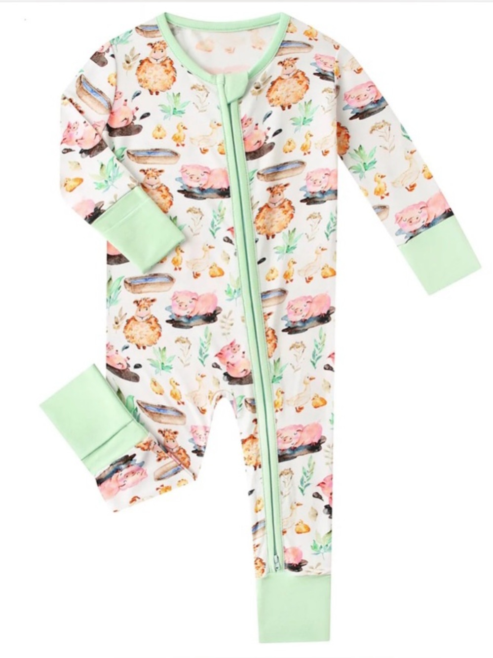 NWT PoshTot Farm Animals Pigs, Cows, Ducks~Bamboo Zippy Sleeper~6/12 months